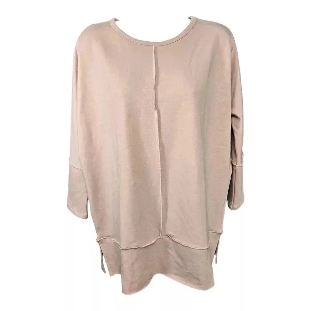 Spanx Perfect Length Dolman 3/4 Sleeve Pullover Top Sweatshirt Tan Women's XS
